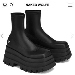 Women's Naked Wolfe Sassy Platform Ankle Boots Vegan Leather Black
Size 7